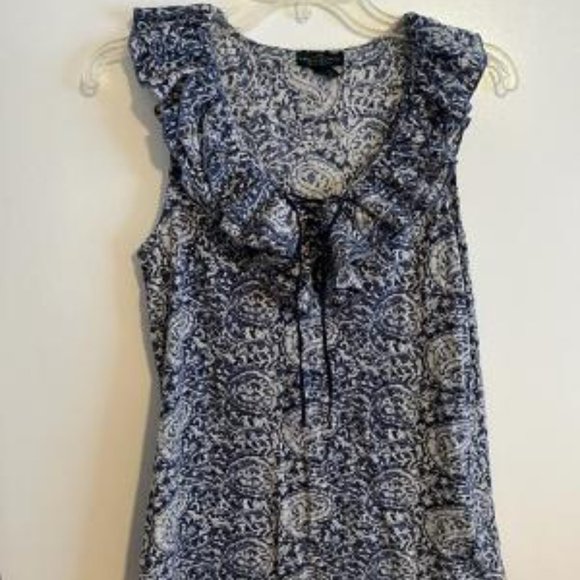 Ralph Lauren Denim Blue and White V-neck Top by Ralph Lauren, Size Small - Picture 2 of 4